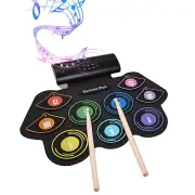 9 Pad Electronic Drum Roll Up Drum Kit Practice Pad Drum for Gifts C3V6