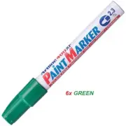 Artline Permanent PAINT Marker 400XF Bullet Tip 2.3mm - 6x GREEN