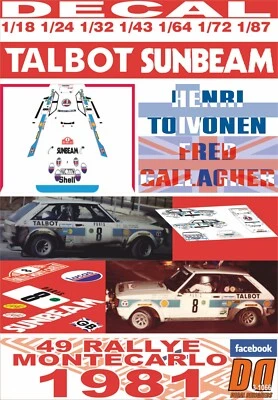 DECAL TALBOT SUNBEAM LOTUS H.TOIVONEN R.MONTECARLO 1981 5th (09)