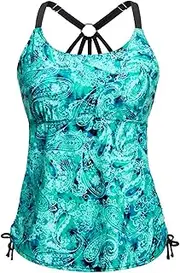 [Holipick] Womens Tankini Swim Top Only Tankini Bathing Suit Tops No Bottom S-XXL