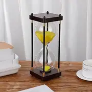 Wood Large Sand Timer, Hourglass Timer 60 Minutes, Vintage Wooden Hour Glass Timer, Modern Home Kitchen Office Decoration (Yellow)