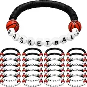 24 Pcs Sports Bracelets Sports Party Favors Charm Sports Bracelet Stackable Clay Beaded Bracelets for Teens Team Women Men Sports Party Decoration