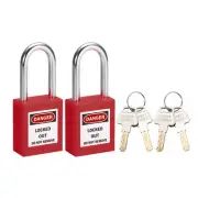 Lockout Tagout Locks 1-1/2 Inch Shackle Key Different Safety Padlock Red 2 Pcs