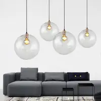 在飛比找ETMall東森購物網優惠-現代簡約餐廳吊燈北歐玻璃圓球創意個性臥室玻璃泡泡球透明球吊燈