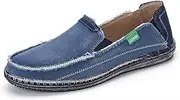 [Gikleihwy] Denim Cloth Washed Loafers for Men's Vintage Slip On Round top Lightweight Casual Shoes Low Top WearResistant Elastic Band Walking Flat Slippers(Blue,11.5 US)