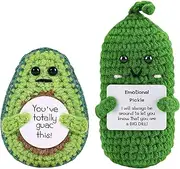 Funny Positive Potato,2Pack Handmade Emotional Support Pickle,Mini Stuff Knitted Wool Handwoven Ornaments for Men Woman Coworkers Friend Family (B)