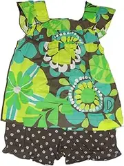[Carter's] Baby Girl's 12 Months Tropical Floral Swing Top, Brown Print Shorts Set, Brown, Green, 12 Months