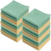 Superio Microfiber Cleaning Cloth 12" Absorbent Towels (24, Yellow/Green)