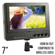 Wireless HDMI Transmitter HD/4K Compatible On Camera 7 Inch LCD Video Monitor