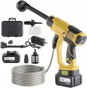 Cordless Pressure Washer, 21V Max 120Bar High Pressure Washer on 4.0Ah Battery, 6 in 1 Nozzle, 5M Hose, with LCD Display Power and 3 Speeds (with 1 Battery)