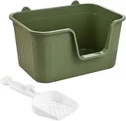 Yajuyi Indoor Cat Litter Tray, Splashproof Basin with Elevated Sides, Green XL