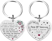 [FALOGI] 25th Wedding Anniversary Keyring Gifts, Happy 25th Anniversary for Husband Wife, Silver Anniversary Keyring for Him Her Couple