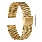 Stainless Steel Mesh Watch Band 20mm Quick Release Watch Adjust Strap, Gold Tone