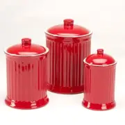 Simsbury Ceramic Canister Set of 3 in Red by Omni Housewares