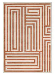 Pahoa Orange Terracotta Geometric Washable Rug