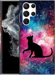 [GlamCase] for Samsung Galaxy S22 Ultra 5G, Samsung Galaxy S22 Ultra 5G Case - Cat Galaxy Stars Space Printed Sleek Cute Plastic Hard Protective Designer Back Phone Case/Cover for S22 Ultra 5G.