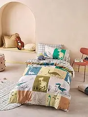 Linen House Kids Prehistoric Patchwork Single Bed Quilt Cover Set, Multicolor