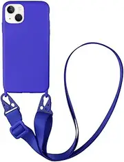 CQUUKOI Compatible with iPhone 12 Pro Max,Crossbody Phone Case with Lanyard Cute Soft Silicone Case with Adjustable Shoulder Strap Shockproof Protector Compatible with Women Girls Diamond Blue