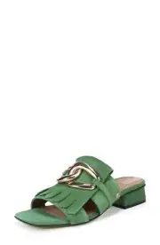 Sam Edelman Masha Thyme Green Squared Open Toe Slip On Block Heel Slides Sandals