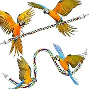 Weewooday 2 Pcs Bird Toy Rope Perches - Climbing Rope Bungee Toys, Stand for Parrot, Parakeets, Cockatiels, Conures