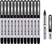 Surcotto Rollerball Pen, 0.5mm Black Gel Pens Smooth Ballpoint Pen Quick-Drying Liquid Ink Rollerball Pens - Pack of 12