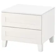 PLATSA chest of 2 drawers, white/Sannidal white, 60x57x53 cm