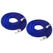 5 Feet Blue Velvet Stanchion Rope Crowd Control Barrier Rope Silver 2pcs