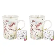 2PK Flora & Fauna Major Mitchel 360ml Ceramic Wildlife Floral Decorated Gift Mug