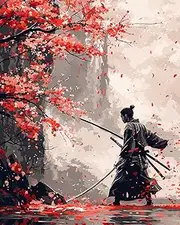 shinefly Paint by Numbers Kit for Adults Beginner & Kids Easy Acrylic on Canvas 16x20 inch with Paints and Brushes, Japanese Samurai Dojo