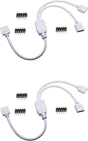 Namolit 2 Pack 4 Pin 1 to 2 Female LED RGB Splitter Connector Cable with 6 Free Male 4 Pin Plugs for LED Light Strip