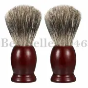 2PCS Professional Barber Salon Mens Shaving Razor Badger Brush With Wood Handle
