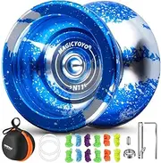 MAGICYOYO N11 - Professional Unresponsive Yoyo for Kids, Perfect Pro Trick Yoyo for Adults/Advanced, Comes with Metal Replacement Responsive Bearing & 12 Yoyo Strings + Storage Bag(Blue Silver)