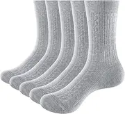 [YUEDGE] Ladies Basic Thin Plain Women Socks For Women, Breathable Cotton Casual Everyday Dress Socks, 5 Pairs