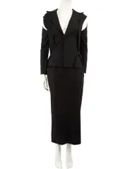 Black Deconstructed Blazer Skirt Set