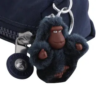 【KIPLING】小藍猴吊飾拉鍊尼龍筆袋(深藍)