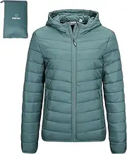 [Outdoor Ventures] Women's Quilted Jacket, Lightweight Packable Transition Jacket, Warm Winter Jacket with Hood for Women, Lined Puffer Jacket with Pockets, for Leisure, Hiking, Travel