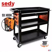 Lockable Drawer Tool Storage Cart Workshop Trolley Steel Mechanic Pegboard Hook