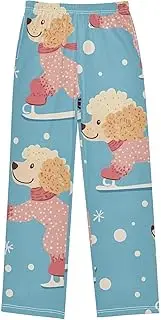 [ZZXXB] Poodle Skiing Boys Long Pants Soft Trousers Elastic Waist Kids Lounge Bottoms with Pockets S-XL