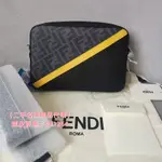 二手精品FЕNDI  相機包 7M0286 黃色條紋 灰色老花 單肩包 斜跨包 相機包