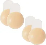 [BHSTTNIXP] 2 Pairs Sticky Bra,Strapless Invisible Bra for Women,Silicone Boobtapes Push-up for Wedding Bar Party Backless Clothes Beige, Beige, A