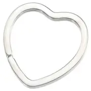 925 Sterling Silver 34 mm Large Heart Split Key Ring Connector Link Bail Clasp