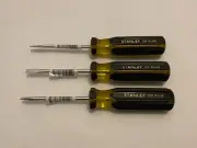 (3) STANLEY #66-183 “100 PLUS” CABINET TIP 3” SCREWDRIVERS - U.S.A. - NEW