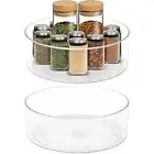 2-Pack Clear Lazy Susan - Round Turntable Spinning Storage Organizer for Cabinet