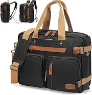 SUIKIHUM 15.6" Laptop Backpack for Men, Versatile 3-in-1 Design and 12 Pockets for Organized Storage, Water-resistant, Black, Black, 15.6