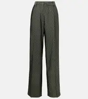 [Dries Van Noten] Dries Van Noten Striped high-rise wide-leg pants AU 10 green