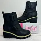 Hey Girl by Corky’s Woke Black Faux Leather Heeled Ankle Boots