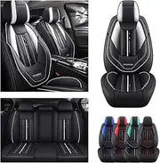 DELPOS Car Seat Covers Universal Set for Chevrolet Cruze Captiva Lacetti Aveo Malibu Orlando Cavalier Car Accessories, Black and White