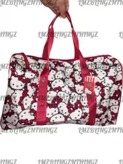 Hello Kitty All Over Collage Red & White Duffle/Travel Bag~BNWT