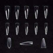 KADS Nail Tip 10 Sizes 2 Colors All 100 Pieces Stiletto Nail Tip Dual Nail Form UV Gel Acrylic Nail Art Resin Nail Tips (Clear)