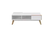 Design Square Autumn Scandinavian Rectangular Coffee Table W/ 2-Drawers - White/Oak